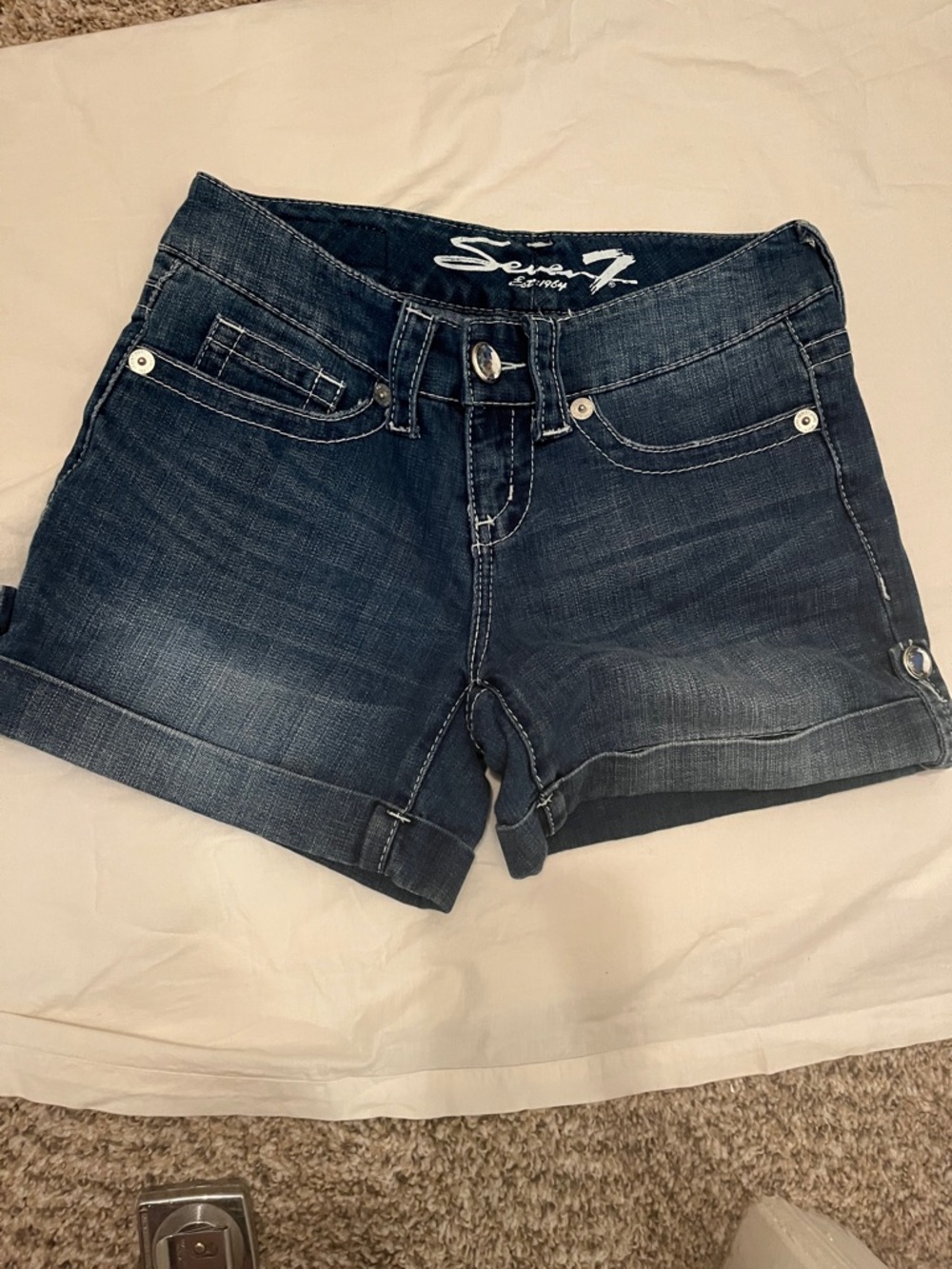 Seven7 Women's Dark Blue Cuffed Denim Shorts. 
Size 4